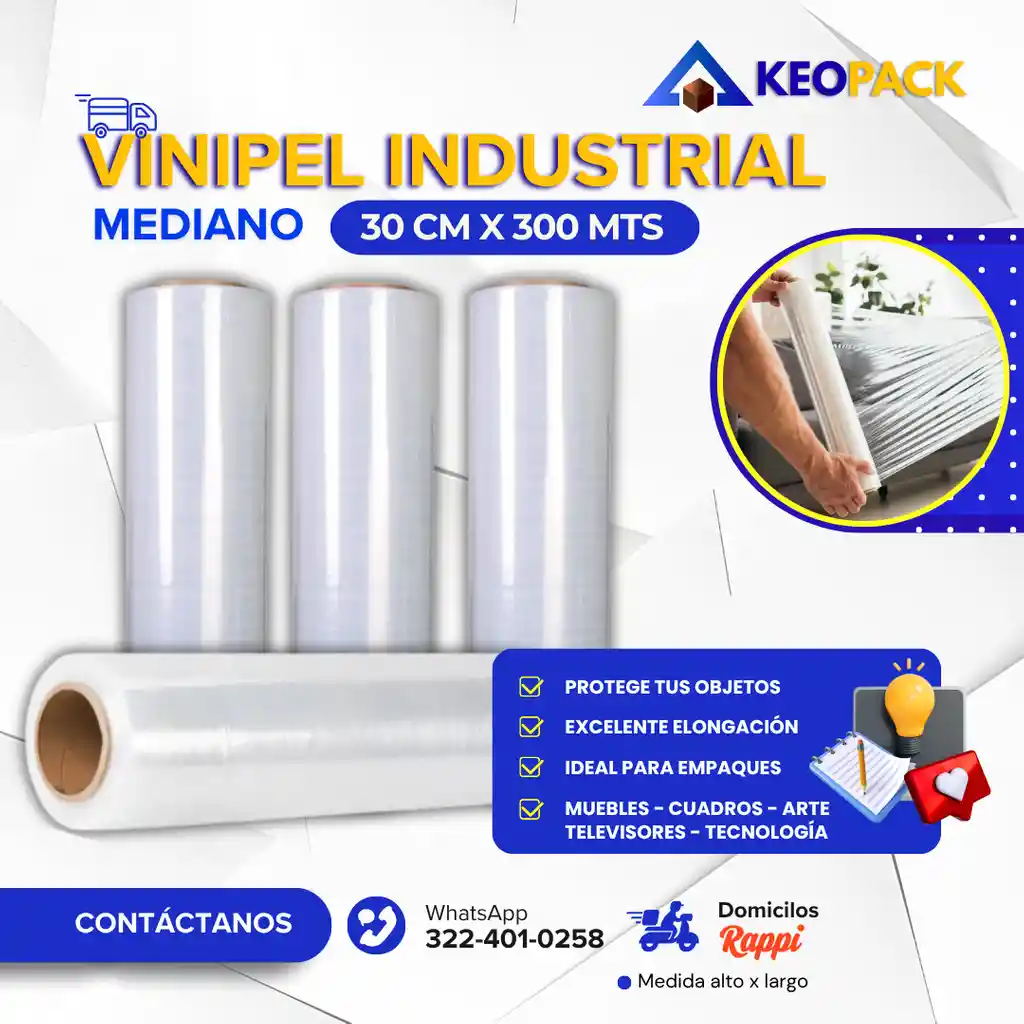 Vinipel - Pelex 30 Cm X 300 Mts Largo - Empaques Plásticos