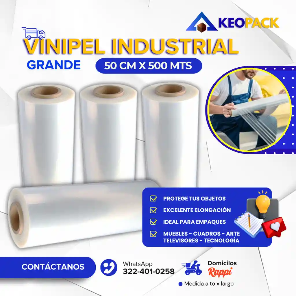 Vinipel - Pelex 50 Cm X 500 Mts Largo - Empaques Plásticos