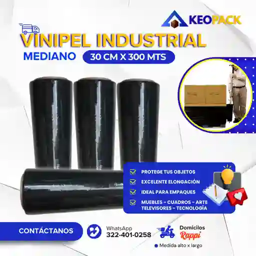 Vinipel - Pelex Negro 30 Cm X 300 Mts Largo - Empaques Plásticos