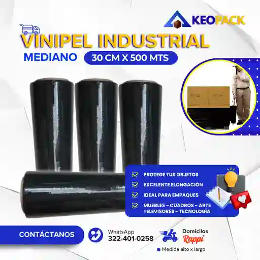 Vinipel - Pelex Negro 30 Cm X 500 Mts Largo - Empaques Plásticos