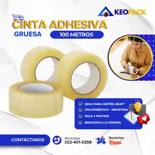 Cinta Adhesiva Gruesa 100 Mts - Empaques Y Embalajes