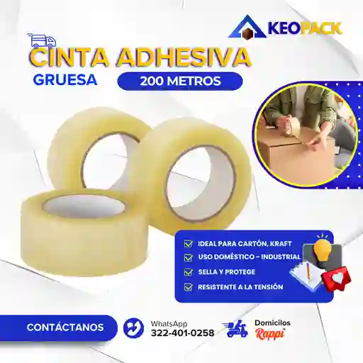 Cinta Adhesiva Gruesa 200 Mts - Empaques Y Embalajes