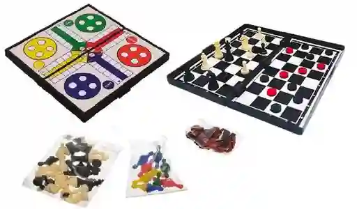 Juego De Mesa Imantado 3 En 1 - Ajedrez, Damas Y Ludo