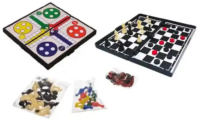 Juego De Mesa Imantado 3 En 1 - Ajedrez, Damas Y Ludo