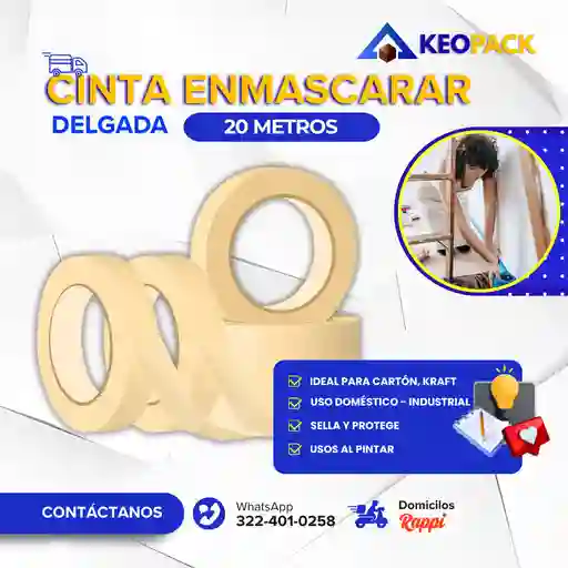 Cinta De Enmascarar 1" X 20 Mts - Empaques Y Embalajes