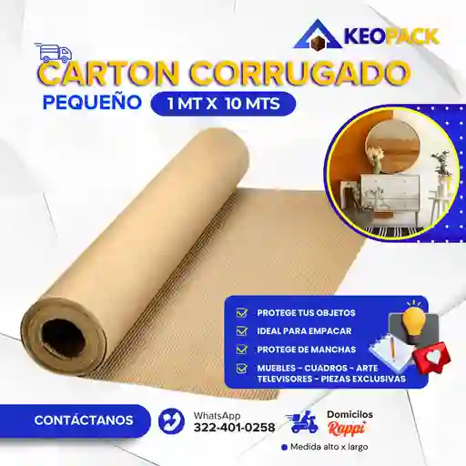 Rollo De Cartón Corrugado 1.20 Cm X 10 Mts Largo - Empaques Y Embalajes
