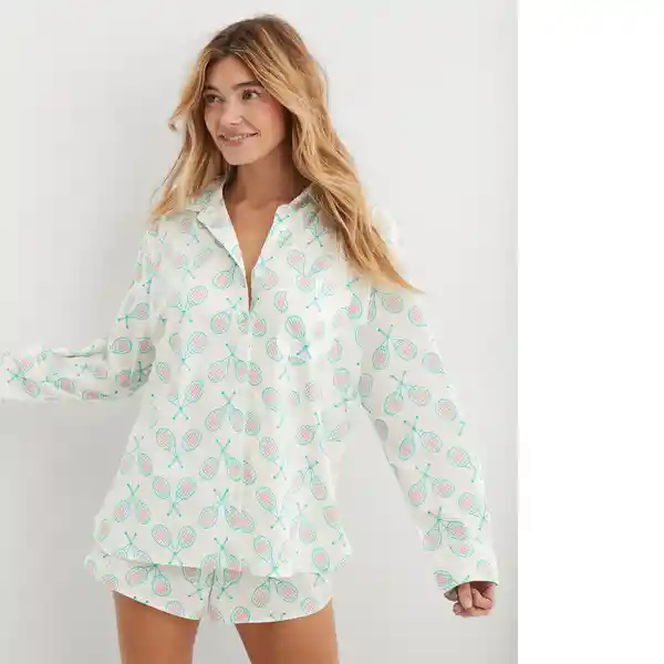 Camisa De Pijama Verde Talla: Large American Eagle