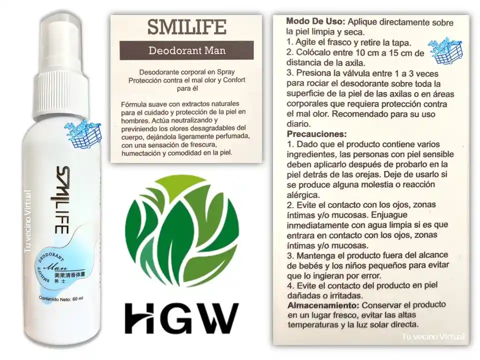 Desodorante Natural Para Hombre Hgw Smilife Neutro