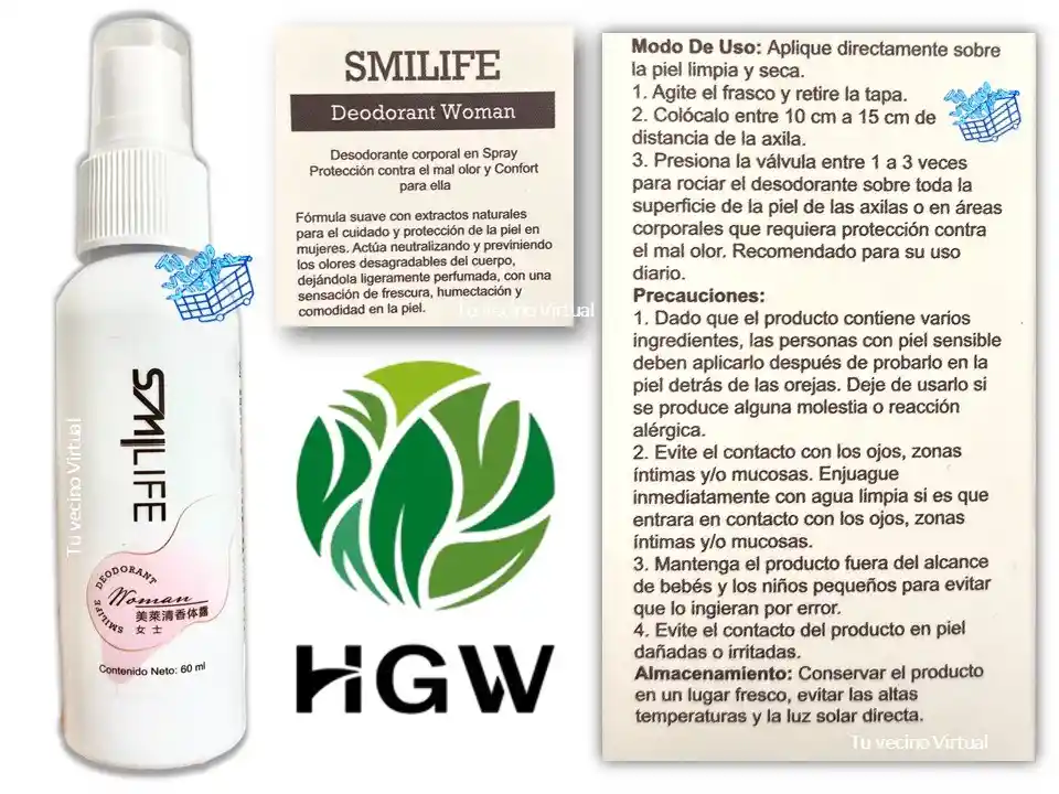 Desodorante Mujer Natural Hgw Smilife Neutro