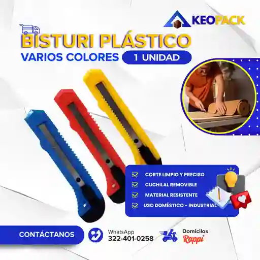 Bisturí Plástico Tradicional - Articulo De Corte Para Empaque