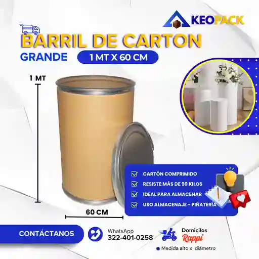Barriles De Cartón 1 Mt X 60 Cm - Empaques Y Embalajes