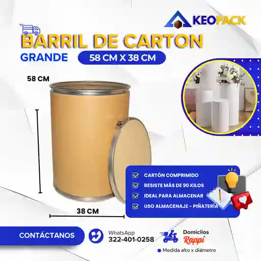 Barriles De Cartón - 58 Cm X 38 Ancho