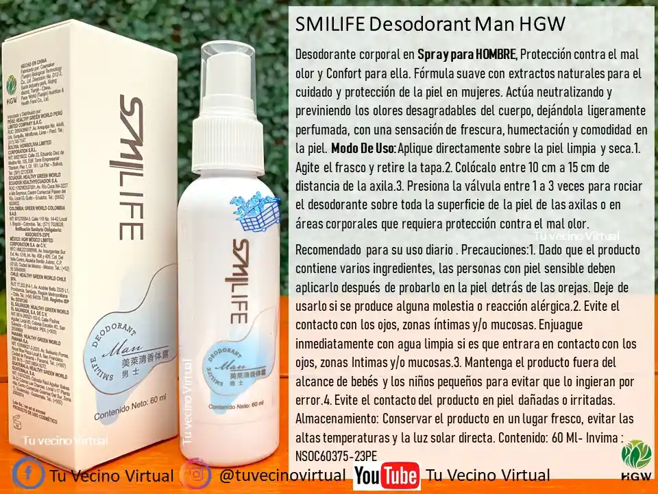 Desodorante Natural Para Hombre Hgw + Jabon De Oliva