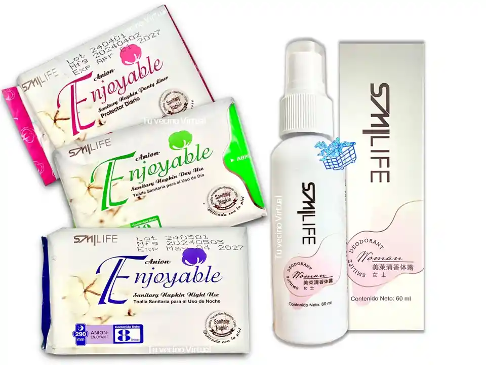 Desodorante Mujer+ Toallas Higiénicas Dia, Noche Y Protectores Diarios Hgw