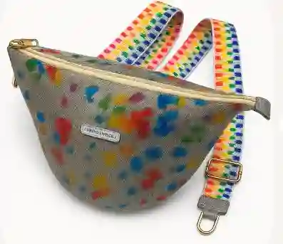 Bolso Cuero Natural Con Pintas