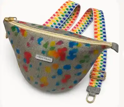 Bolso Cuero Natural Con Pintas