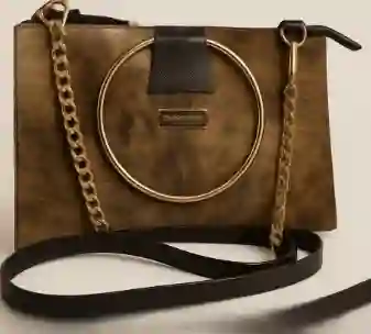 Bolso En Cuero Natural "golden Circle"