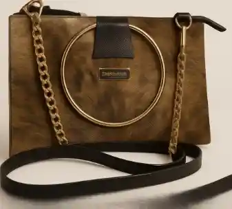 Bolso En Cuero Natural "golden Circle"