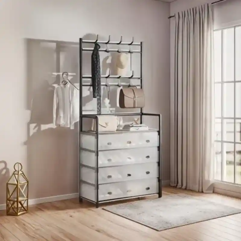 Estante Organizador Zapatos Con Perchero Zebbris 5 Niveles