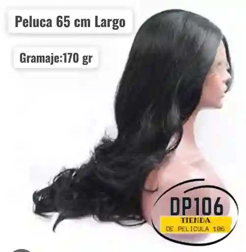 Peluca Negra Pelo Liso Negro 65 Cm Largo