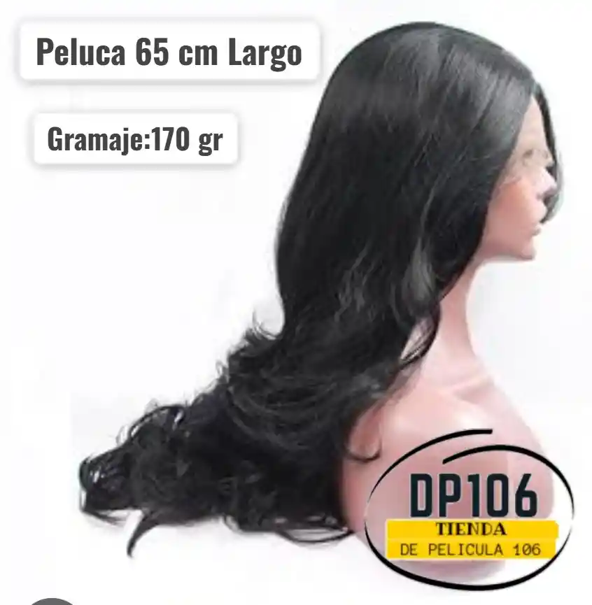 Peluca Negra Pelo Liso Negro 65 Cm Largo