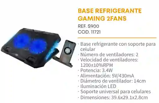 Base Refrigerante Gamers 2 Fan