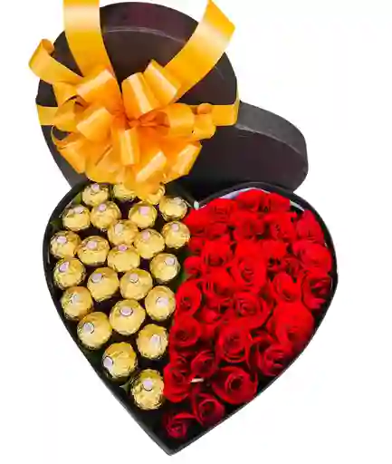 Caja De Rosas Diseño Gold