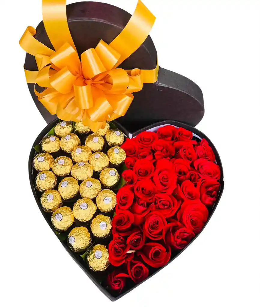 Caja De Rosas Diseño Gold