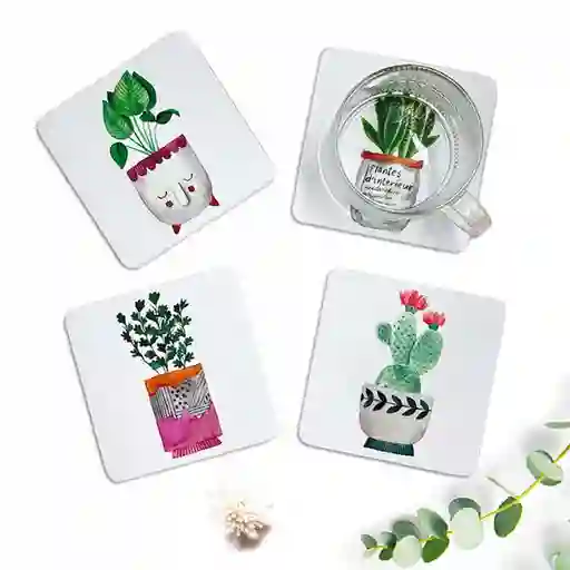 Portavasos Expressions Set 10x10cm 4 Und Mdf Mack