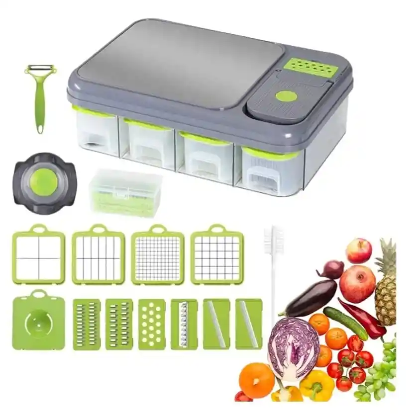 Tabla De Picar Multifuncional Con Cortador – 6 En 1 Para Frutas Y Verduras