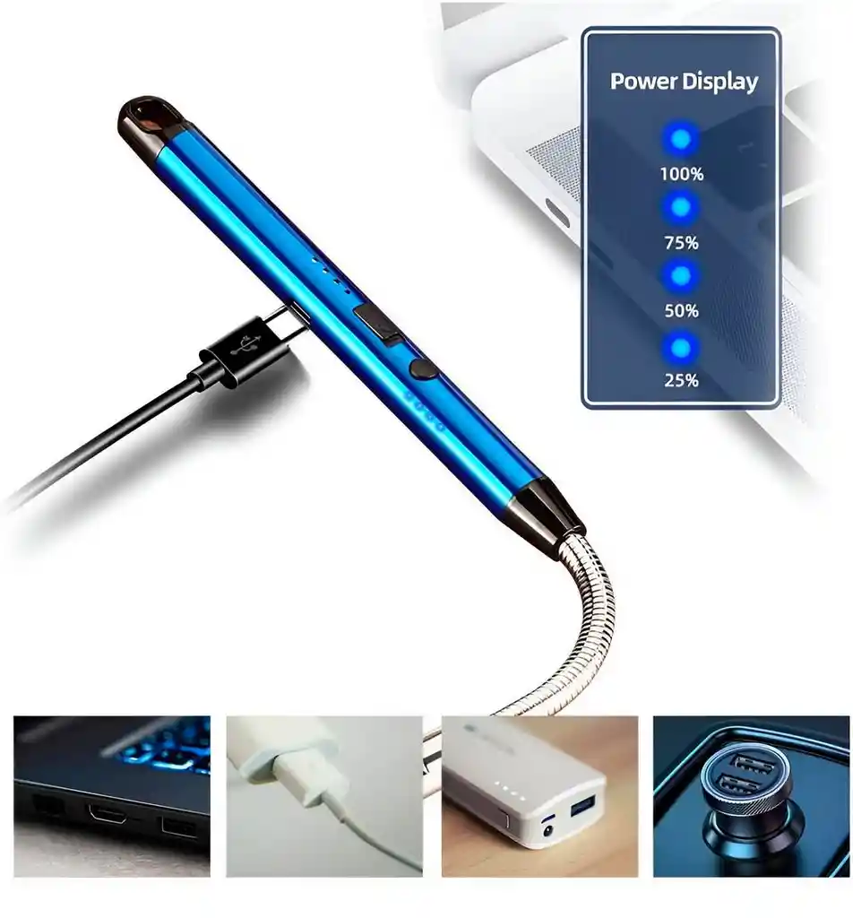 Encendedor Eléctrico Recargable Con Cuello Flexible Y Arco