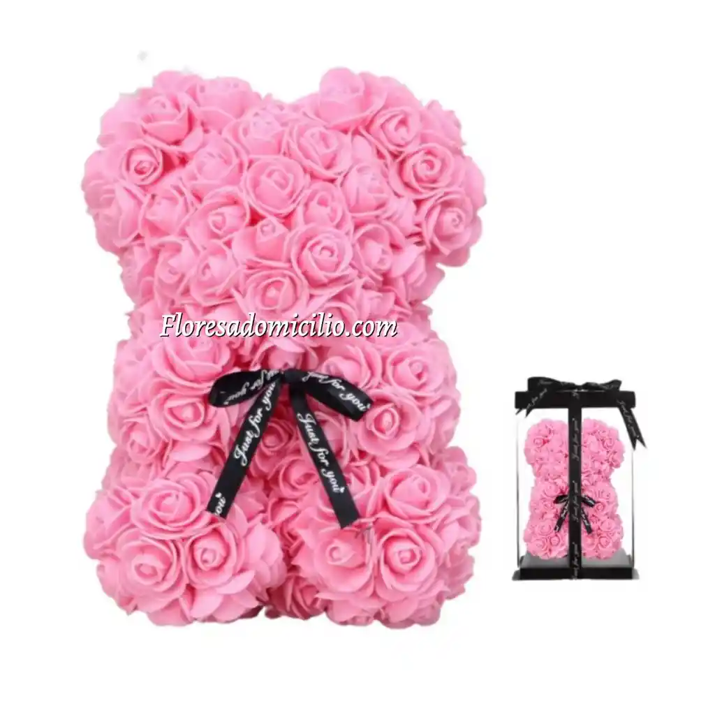 Oso De Rosas En Foami Rosado 20cms