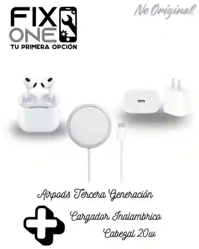 Airpods 3era Generacion + Cabezal + Cargador Inalambrico