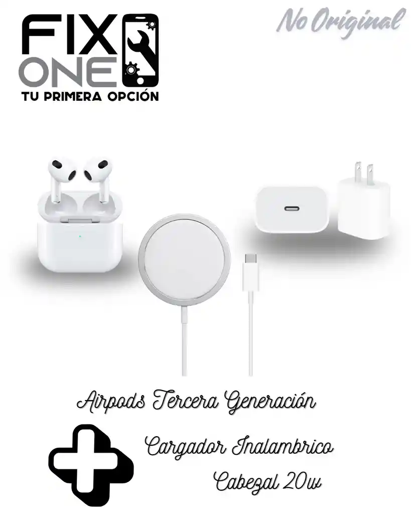 Airpods 3era Generacion + Cabezal + Cargador Inalambrico