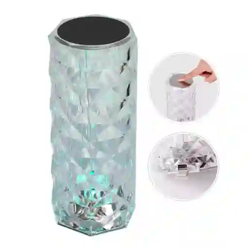Lámpara De Mesa De Cristal - Táctil Con Luz Nocturna Multicolor
