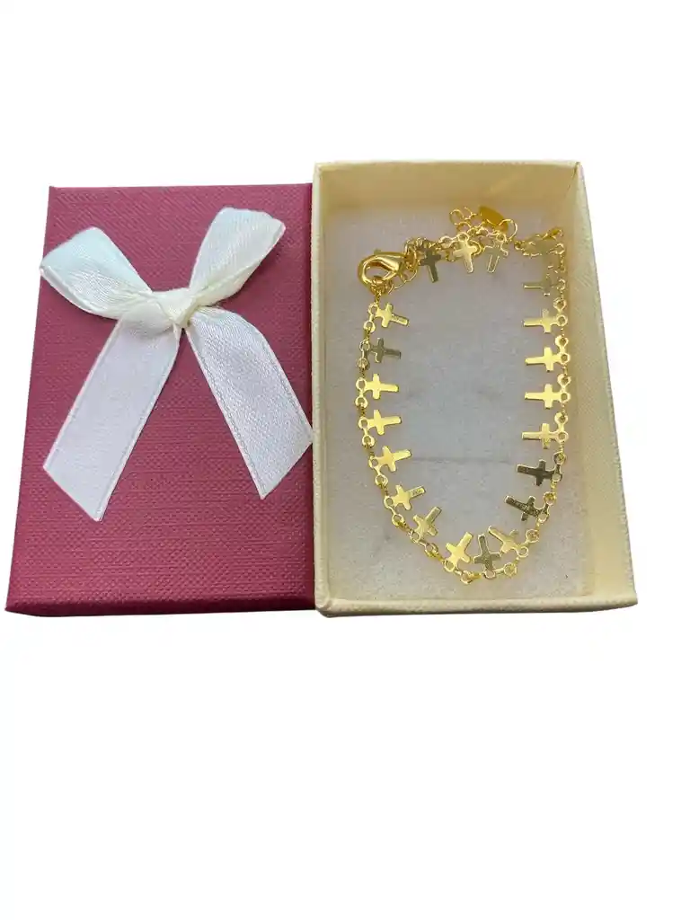 Tobillera Diseño De Cruces Pequeñas En Cover Gold