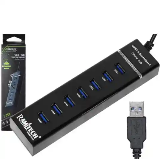 Multipuerto Usb Ultra Rápido – 7 Conexiones Simultáneas