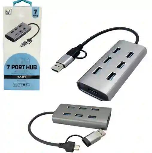 Multipuerto Usb + Tipo C – 7 Puertos De Alta Velocidad