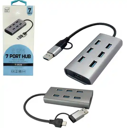 Multipuerto Usb + Tipo C – 7 Puertos De Alta Velocidad