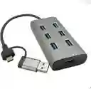 Multipuerto Usb + Tipo C – 7 Puertos De Alta Velocidad