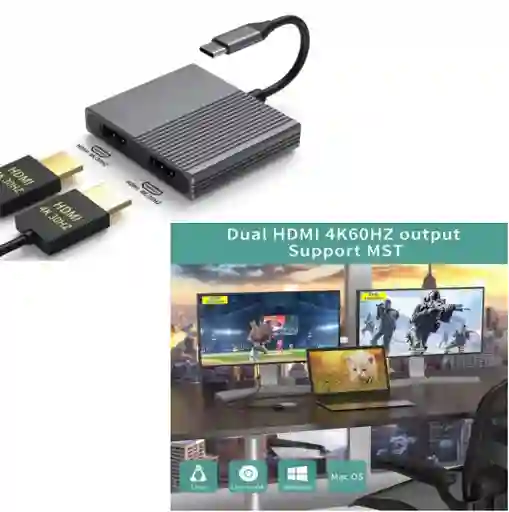 Adaptador Hdmi Dual 4k – Expande Tu Pantalla Desde Usb-c/usb-a