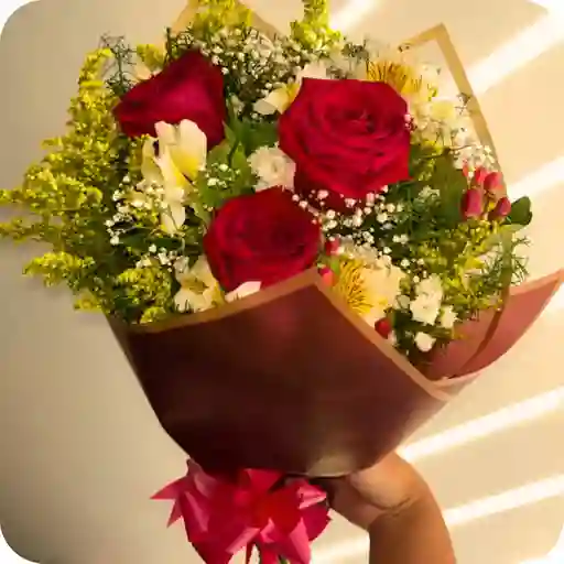 Bouquet Hapiness De Rosas Rojas & Lirios