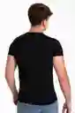 Camiseta Cuello V Unicolor De Microfibra Premium (3987) Negro S