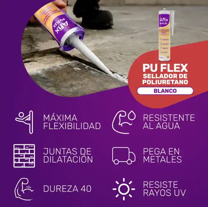Sellador Adhesivo De Poliuretano Pu Flex – Blanco – 300 Ml