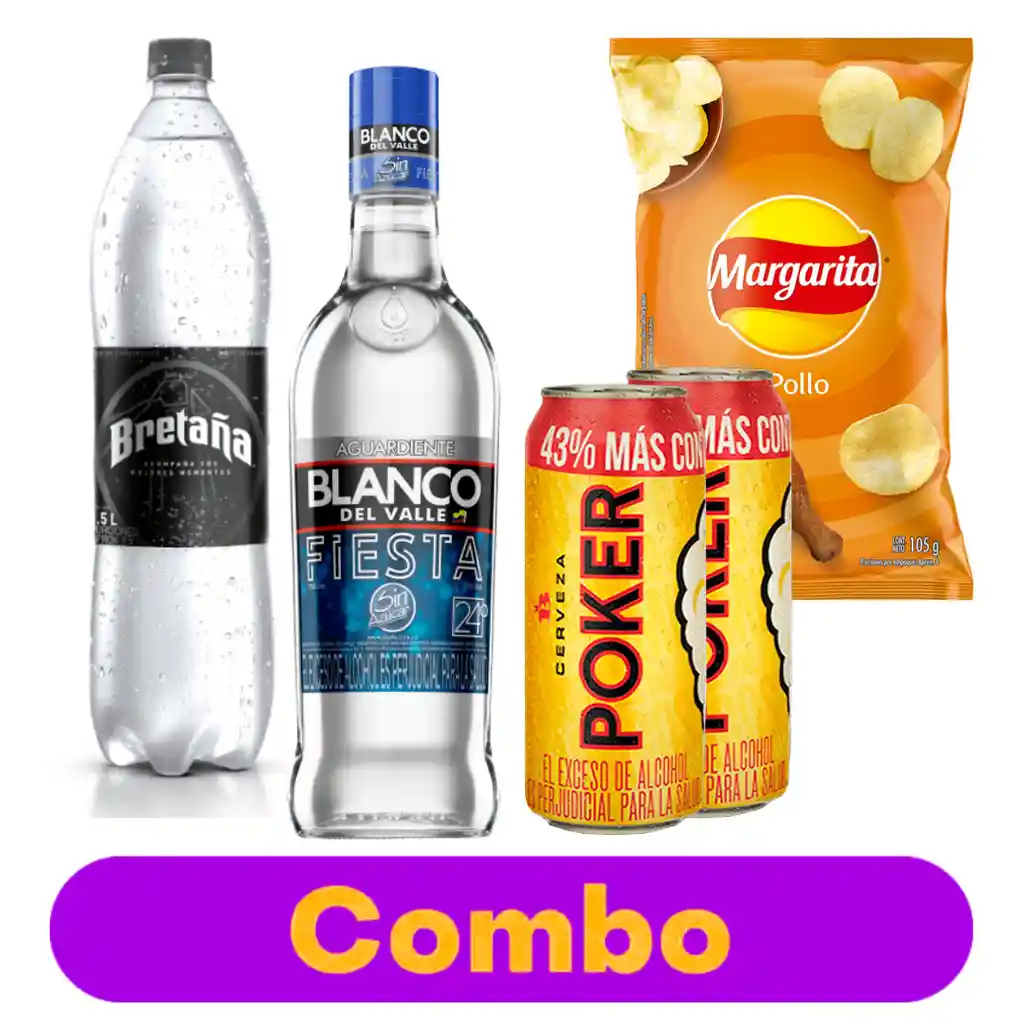Combo Aguardiente Fiesta Tapa Azúl
