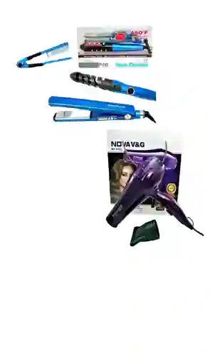 Combo Nanotitanium Plancha Peine Rizador+secador Nova 5000w