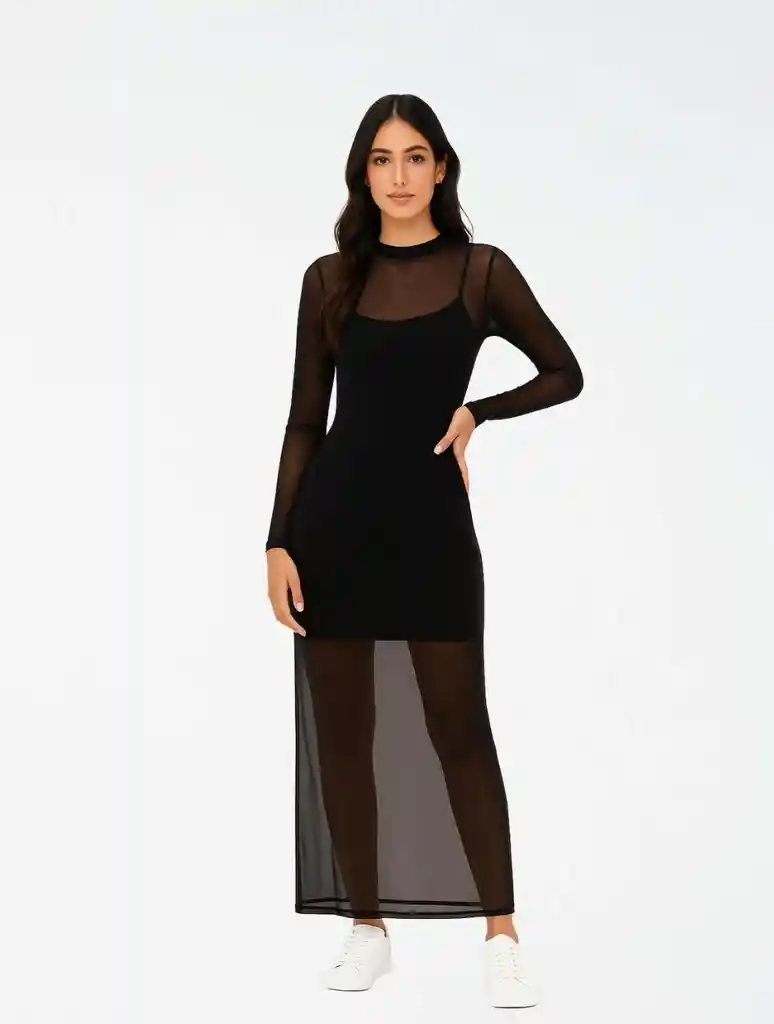 Vestido Largo Mesh - The Polaris Verde Sm