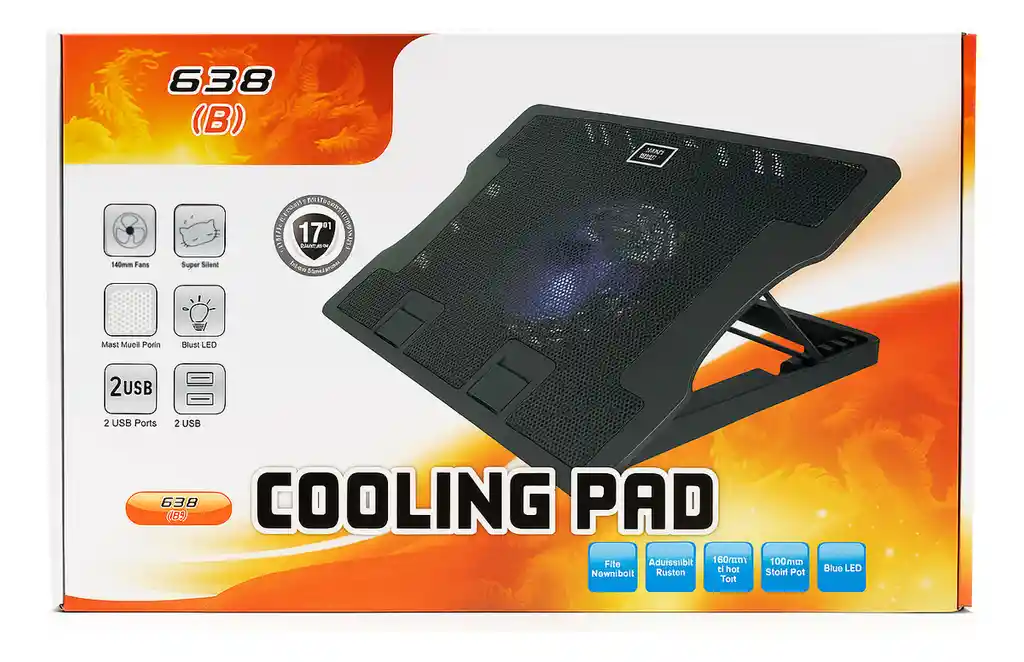 Base Refrigerante Portátil 9 A 17 638(b) 5 Niveles / 2 Usb