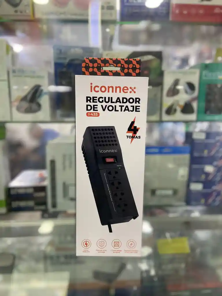 Regulador De Voltaje Iconnex I-435 Con 4 Tomas Universales, 400va/200w, Protección Avr, Supresión De Picos Y Seguridad Para Tus Equipos Electrónicos