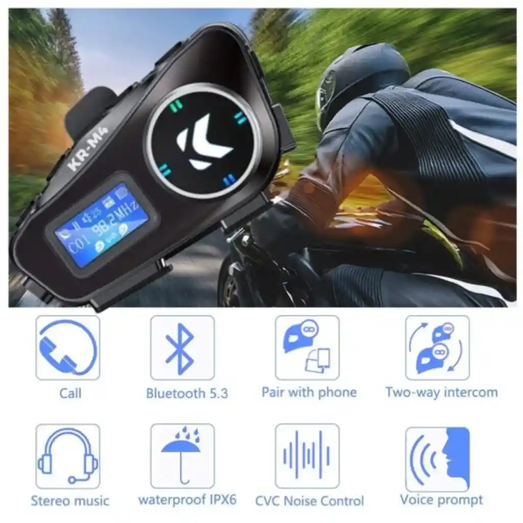 Intercomunicador Inalámbrico Para Casco Karler Bass Kr-m4